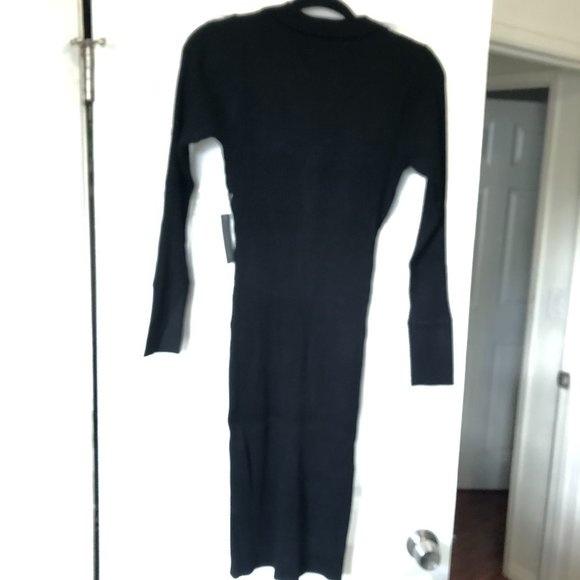 LONDON TIMES Long Sleeve Collared Button Front Dress Black Large - Picture 8 of 9